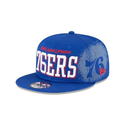 Blue Philadelphia 76ers Hat - New Era NBA Faded 9FIFTY Snapback Caps USA0138769